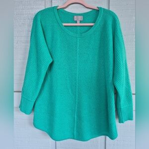 100% Cashmere Pure Collection Womens AquaTeal  Sweater 12 Classic Luxury Scandi